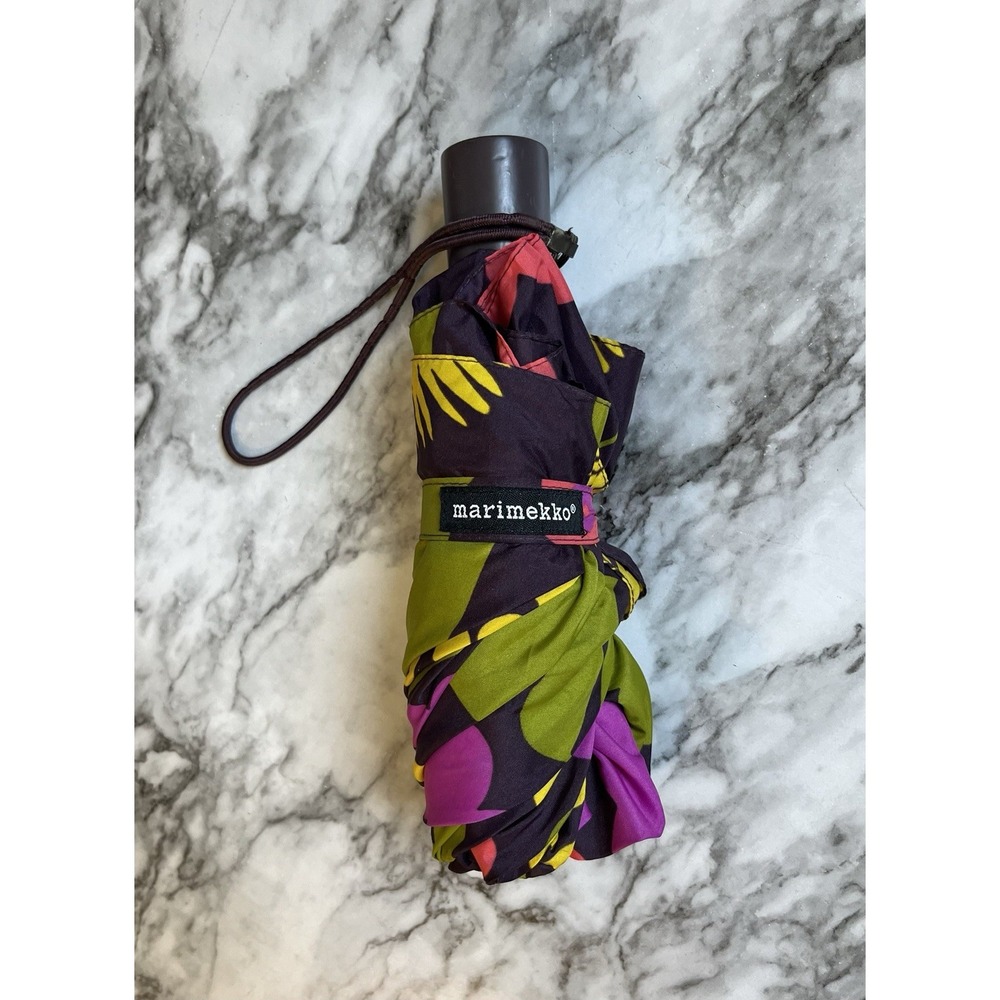 Umbrella Marimekko Kukkatori by Maija Isola Floral Green Pink Yellow Orange - Picture 16 of 16